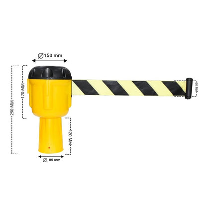 9 meter retractable caution belt yellow black dimension 