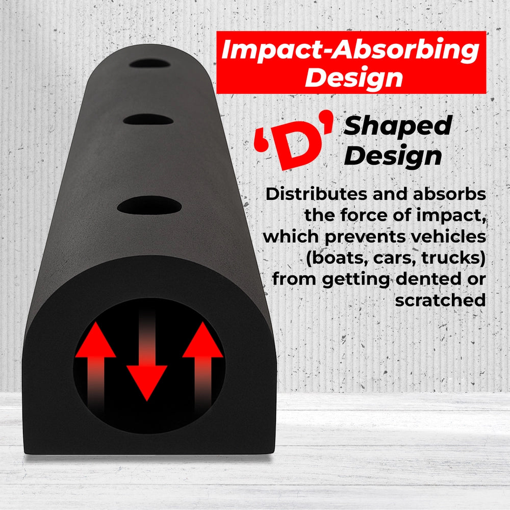 Heavy Duty Rubber Wall Guard D-Type | 90× 15× 15CM Wall Fender & Dock Bumper