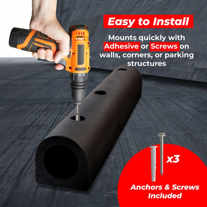 Heavy Duty Rubber Wall Guard D-Type | 90× 15× 15CM Wall Fender & Dock Bumper