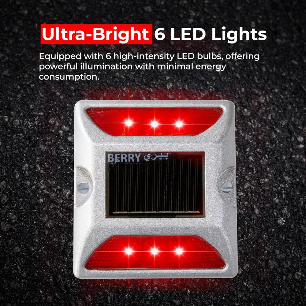Aluminum Solar LED Blinking Road Stud Light - Red