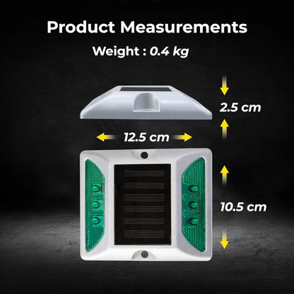 Aluminum Solar Road Stud with LED Light - Green
