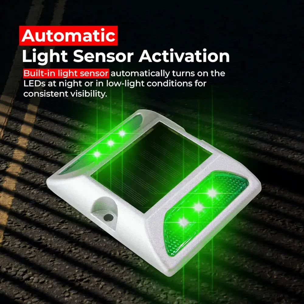 Aluminum Solar Road Stud with LED Light - Green