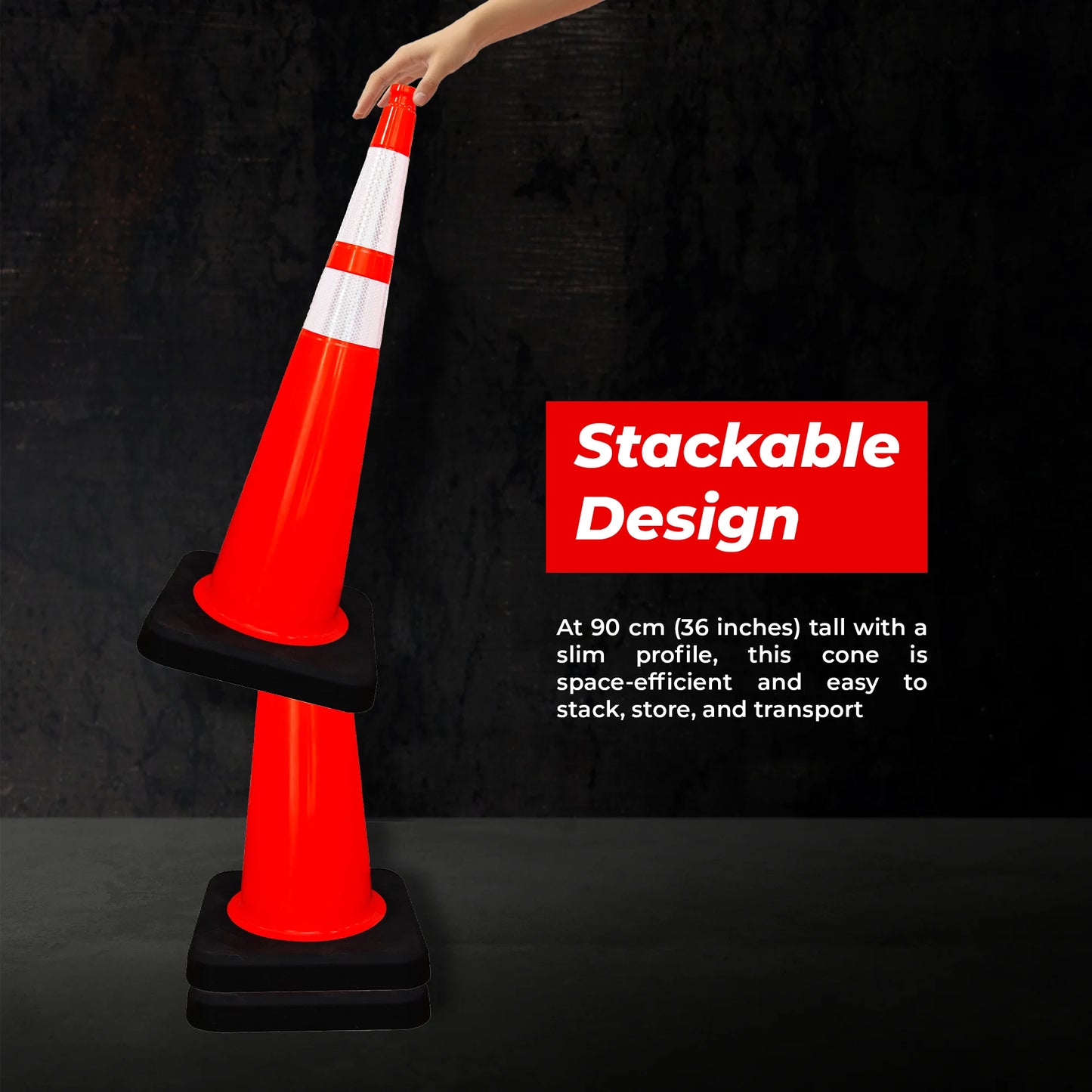 Traffic Cone with Black Base - 90cm
