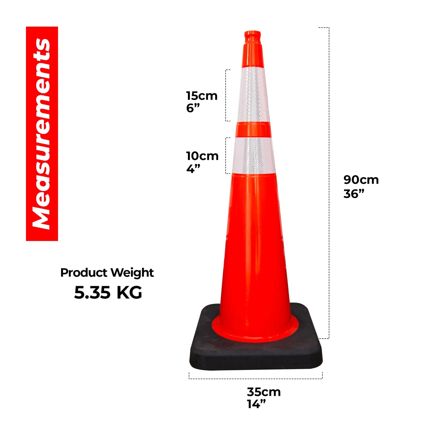 Traffic Cone with Black Base - 90cm
