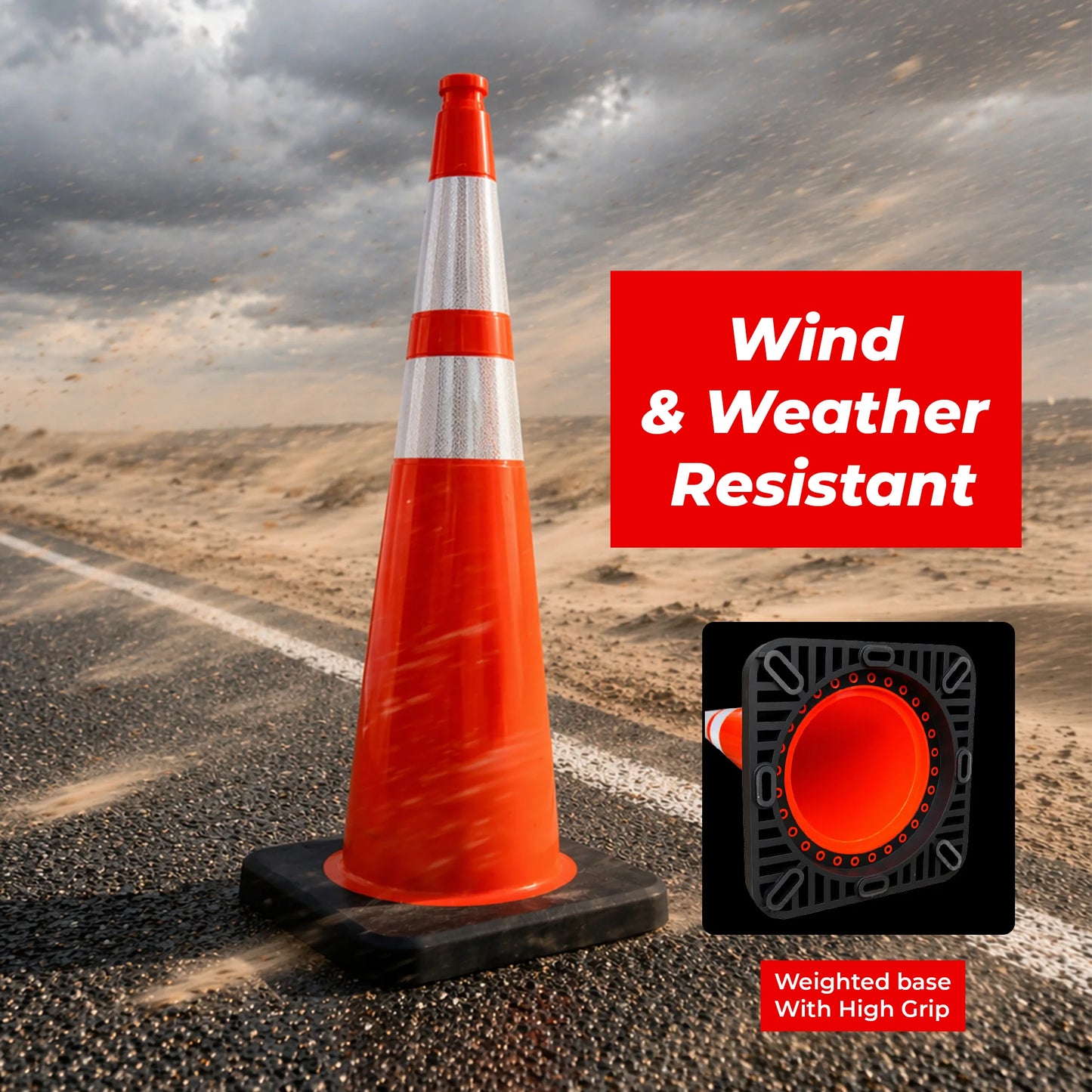 Traffic Cone with Black Base - 90cm