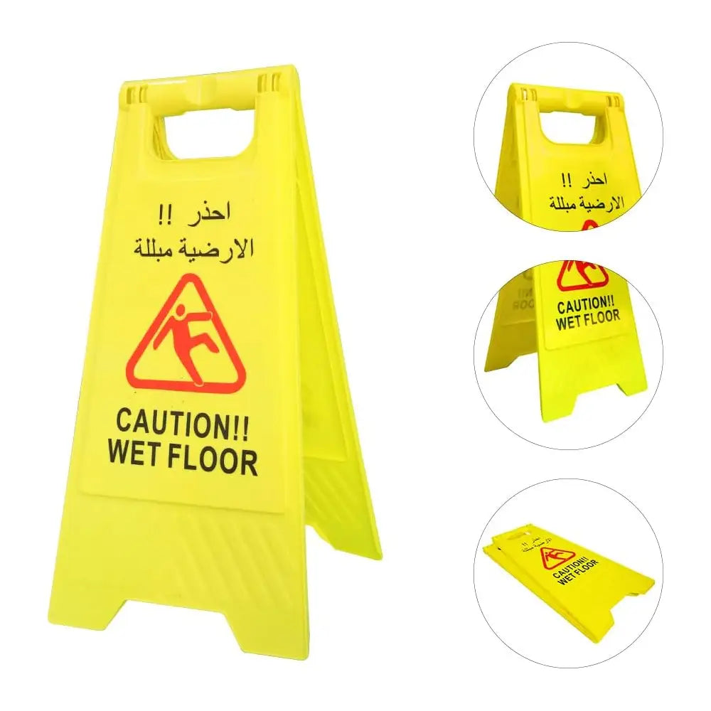 Caution Wet Floor Safety Sign 2 Sided - Yellow