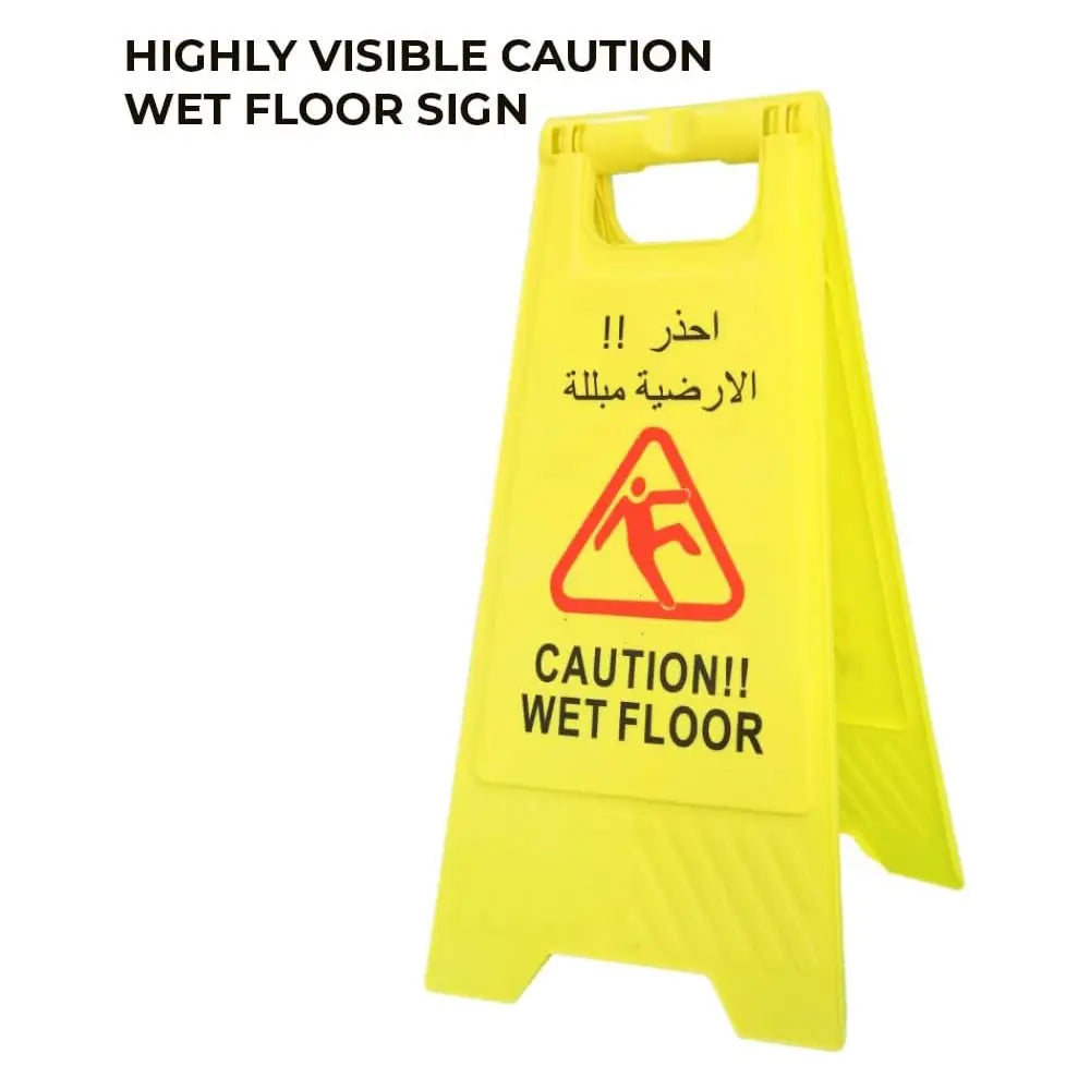 Caution Wet Floor Safety Sign 2 Sided - Yellow
