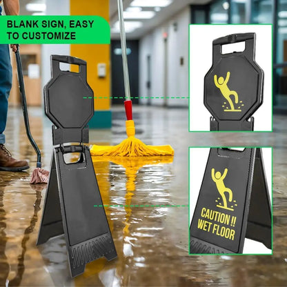 Blank Safety Floor Sign with Lock Clip - Black