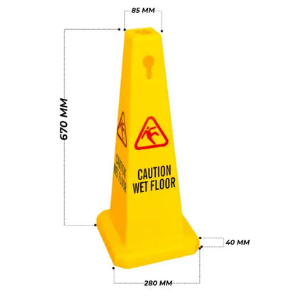 Caution Wet Floor Safety Cone Yellow - 67CM