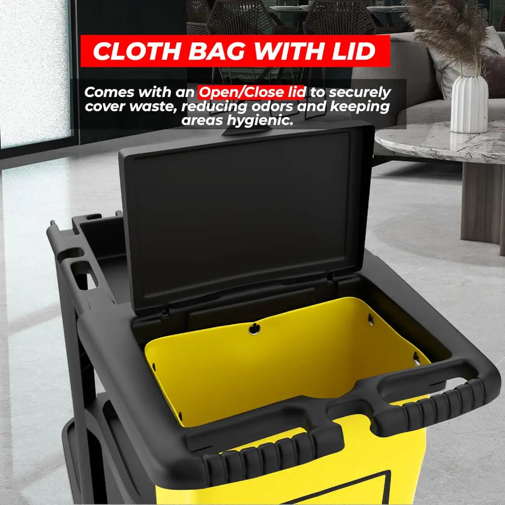 Cleaning Trolley Commercial Janitor Utility Cart Black