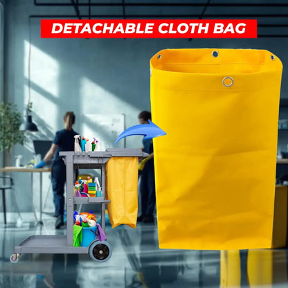 Cleaning Trolley Commercial Janitor Utility Cart Grey
