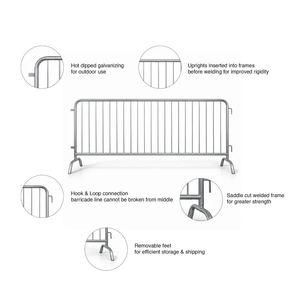 Crowd Control Barrier 2.5M Metal Galvanized Steel Barricade