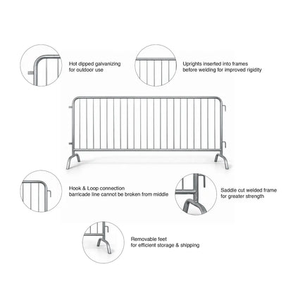 Crowd Control Barrier 2.5M Metal Galvanized Steel Barricade
