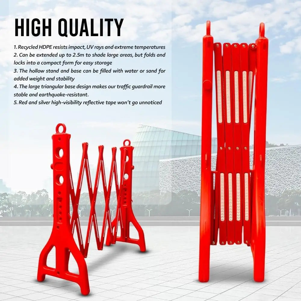 Expandable Mobile Plastic Barrier 2.5 Meter – Red