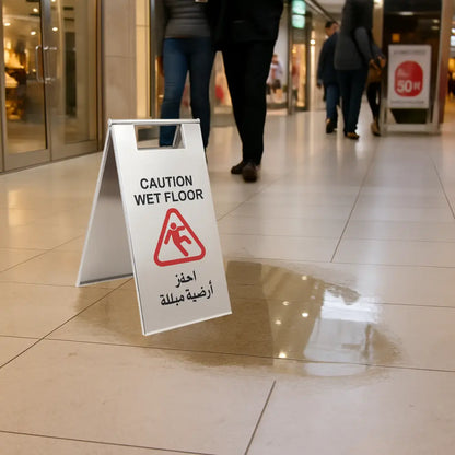 Foldable Wet Floor Sign Stainless Steel - 60 CM