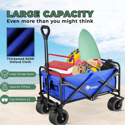 Garden, Shopping, Utility Wagon Trolley Blue - 150KG