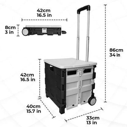 Shopping, Utility Wagon Trolley Grey & Black - 40L & 30KG