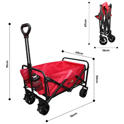 Garden, Shopping, Utility Wagon Trolley Red - 100KG