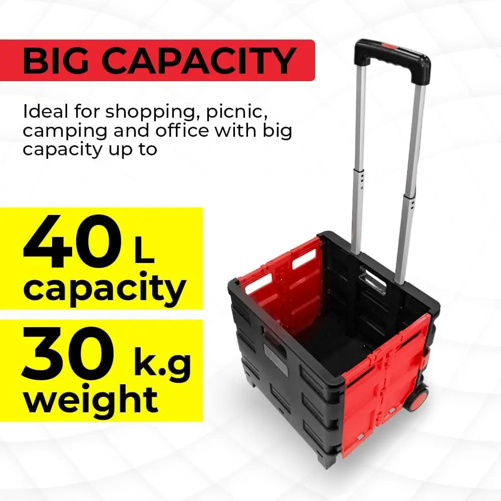 Shopping, Utility Wagon Trolley Red & Black - 40L & 30KG