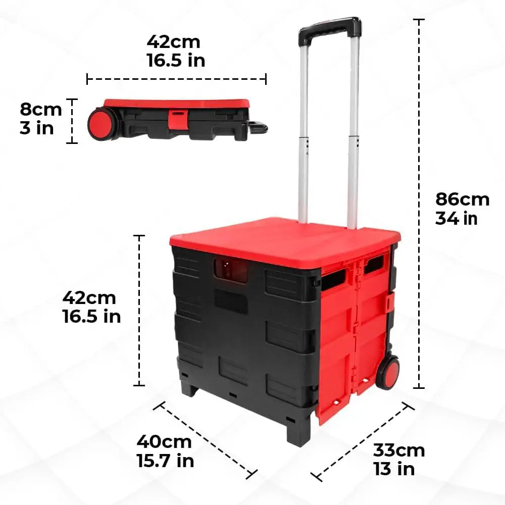 Shopping, Utility Wagon Trolley Red & Black - 40L & 30KG