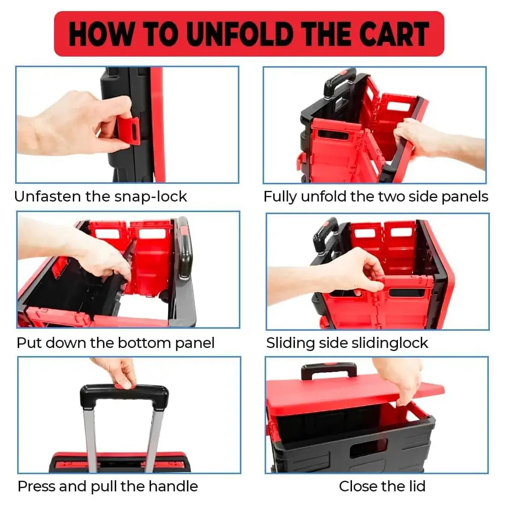 Shopping, Utility Wagon Trolley Red & Black - 40L & 30KG