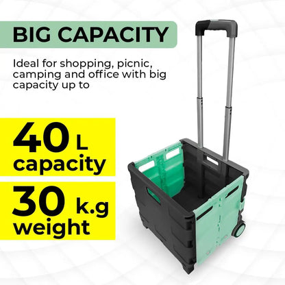 Shopping, Utility Wagon Trolley Light Blue & Black - 40L & 30KG