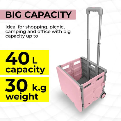Shopping, Utility Wagon Trolley Pink & Grey - 40L & 30KG