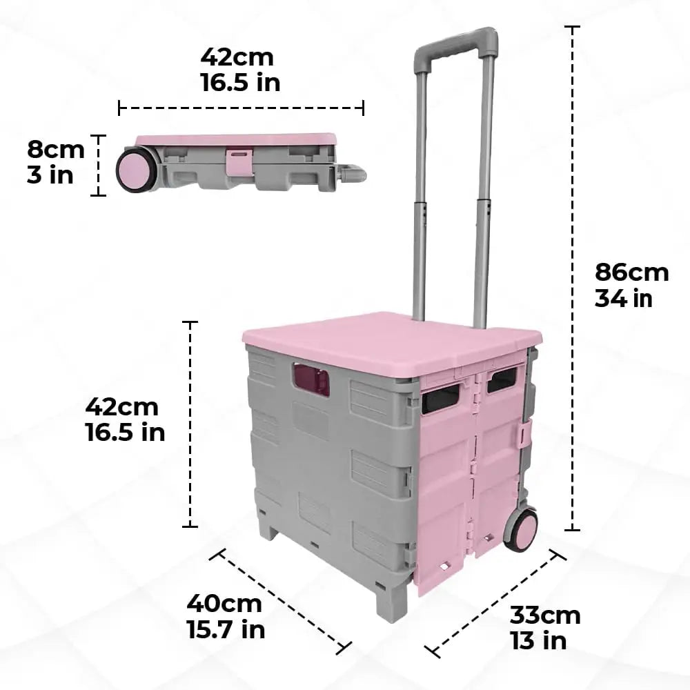Shopping, Utility Wagon Trolley Pink & Grey - 40L & 30KG