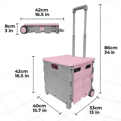 Shopping, Utility Wagon Trolley Pink & Grey - 40L & 30KG