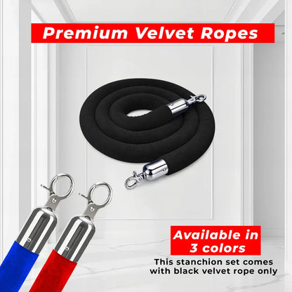 Gold Crowd Control Stanchions 100 CM with Black Velvet Rope 1.5 M