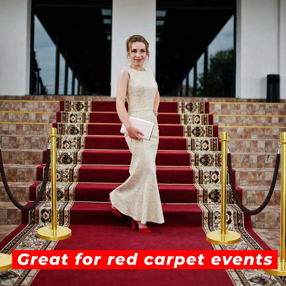 Gold Crowd Control Stanchions 100 CM with Black Velvet Rope 1.5 M