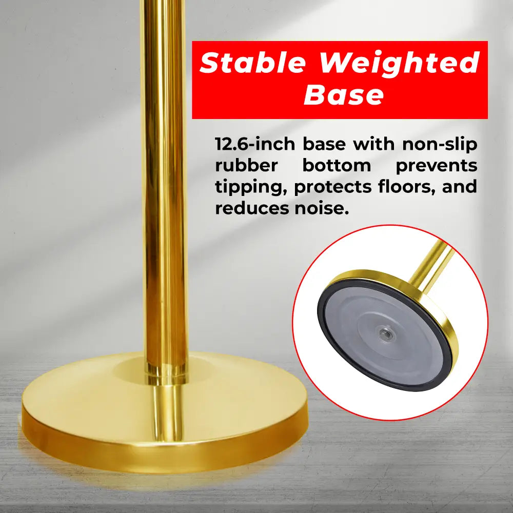 Gold Crowd Control Stanchions 100 CM with Black Velvet Rope 1.5 M