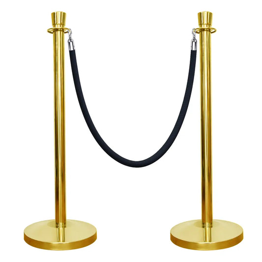 Gold Crowd Control Stanchions 100 CM with Black Velvet Rope 1.5 M