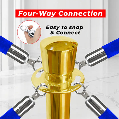 Gold Crowd Control Stanchions 100 CM with Blue Velvet Rope 1.5 M