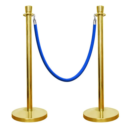 Gold Crowd Control Stanchions 100 CM with Blue Velvet Rope 1.5 M