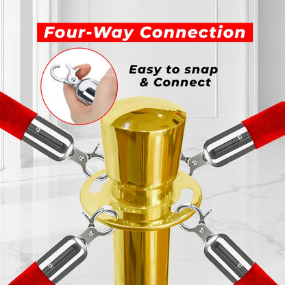 Gold Crowd Control Stanchions 100 CM with Red Velvet Rope 1.5 M