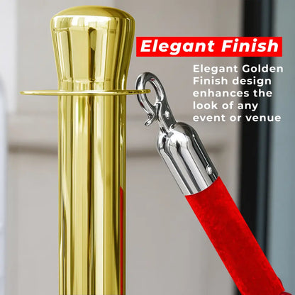 Gold Crowd Control Stanchions 100 CM with Red Velvet Rope 1.5 M
