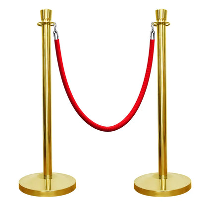 Gold Crowd Control Stanchions 100 CM with Red Velvet Rope 1.5 M