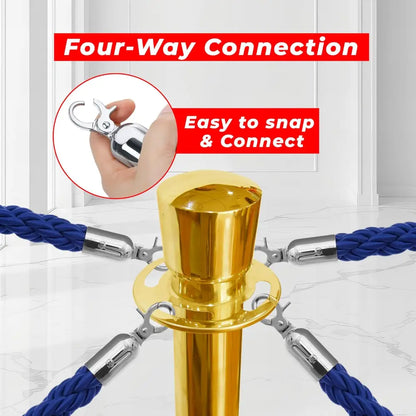 Gold Crowd Control Stanchions 100 CM with Blue Twisted Rope 1.5 M