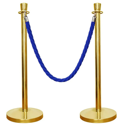 Gold Crowd Control Stanchions 100 CM with Blue Twisted Rope 1.5 M