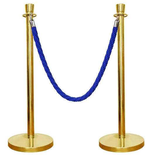 Gold Crowd Control Stanchions 100 CM with Blue Twisted Rope 1.5 M