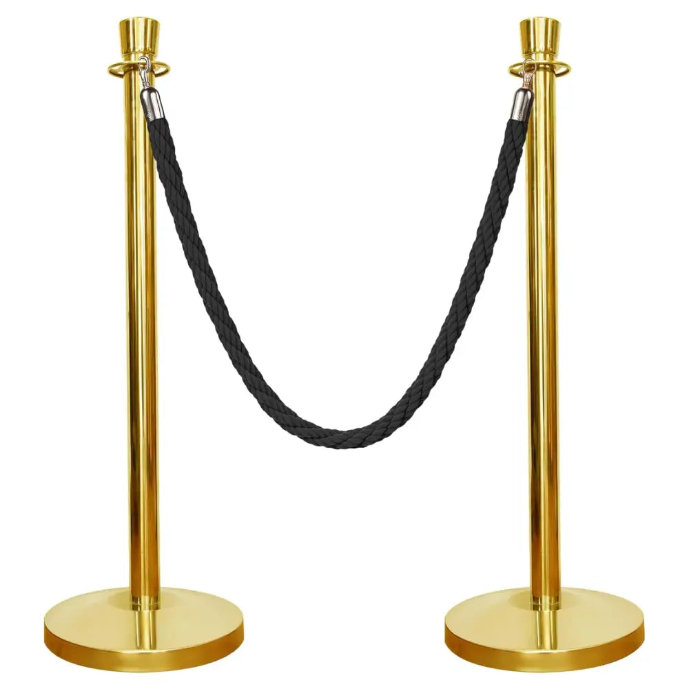 Gold Crowd Control Stanchions 100 CM with Black Twisted Rope 1.5 M