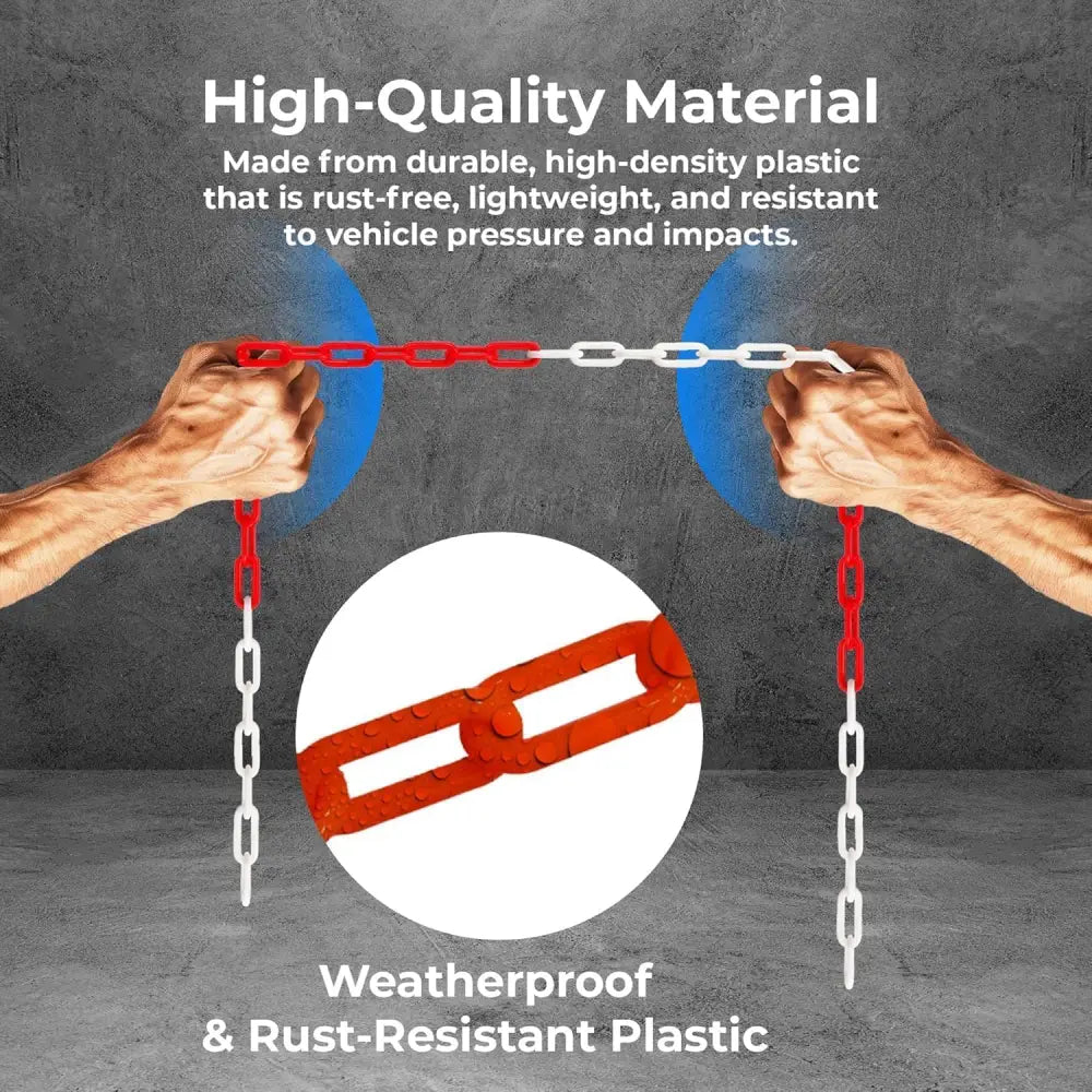 Heavy Duty Plastic Chain Red & White - 3Mx6MM