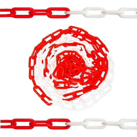 Heavy Duty Plastic Chain Red & White - 3Mx6MM