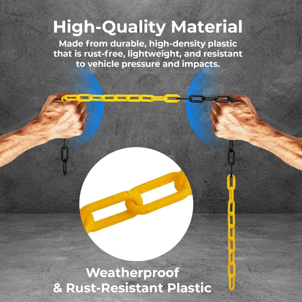 5 Meter Plastic Barrier Chain – Yellow & Black | 8 MM Safety Chain ...