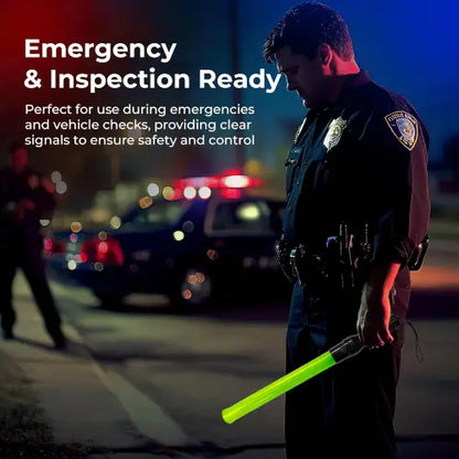 Battery Powered Traffic Safety Wand Baton LED Light with Green and Red Color