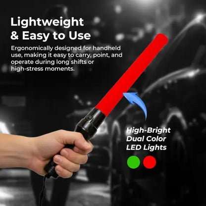 Battery Powered Traffic Safety Wand Baton LED Light with Green and Red Color