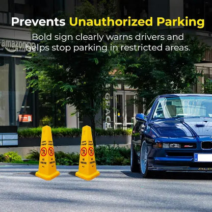 No Parking Sign 4 Side Cone Yellow - 67CM