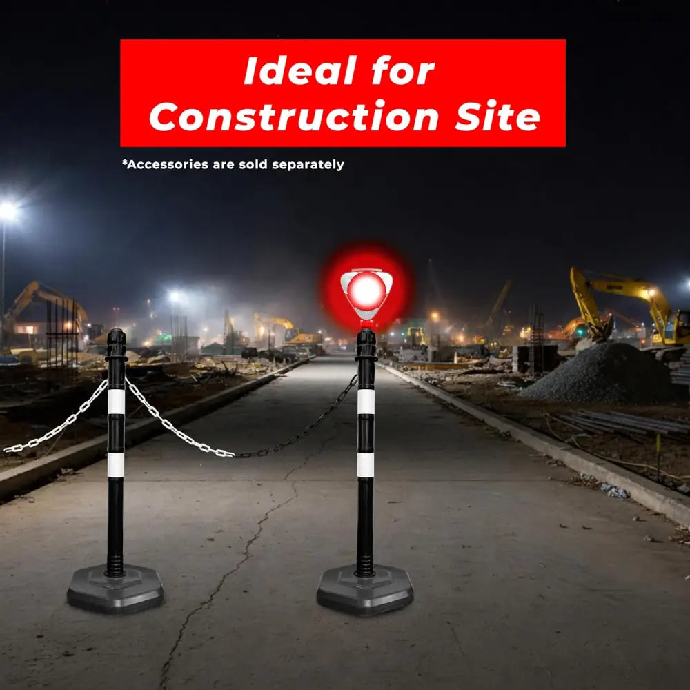 Reflective Delineator Post 100CM Black Set with Chain