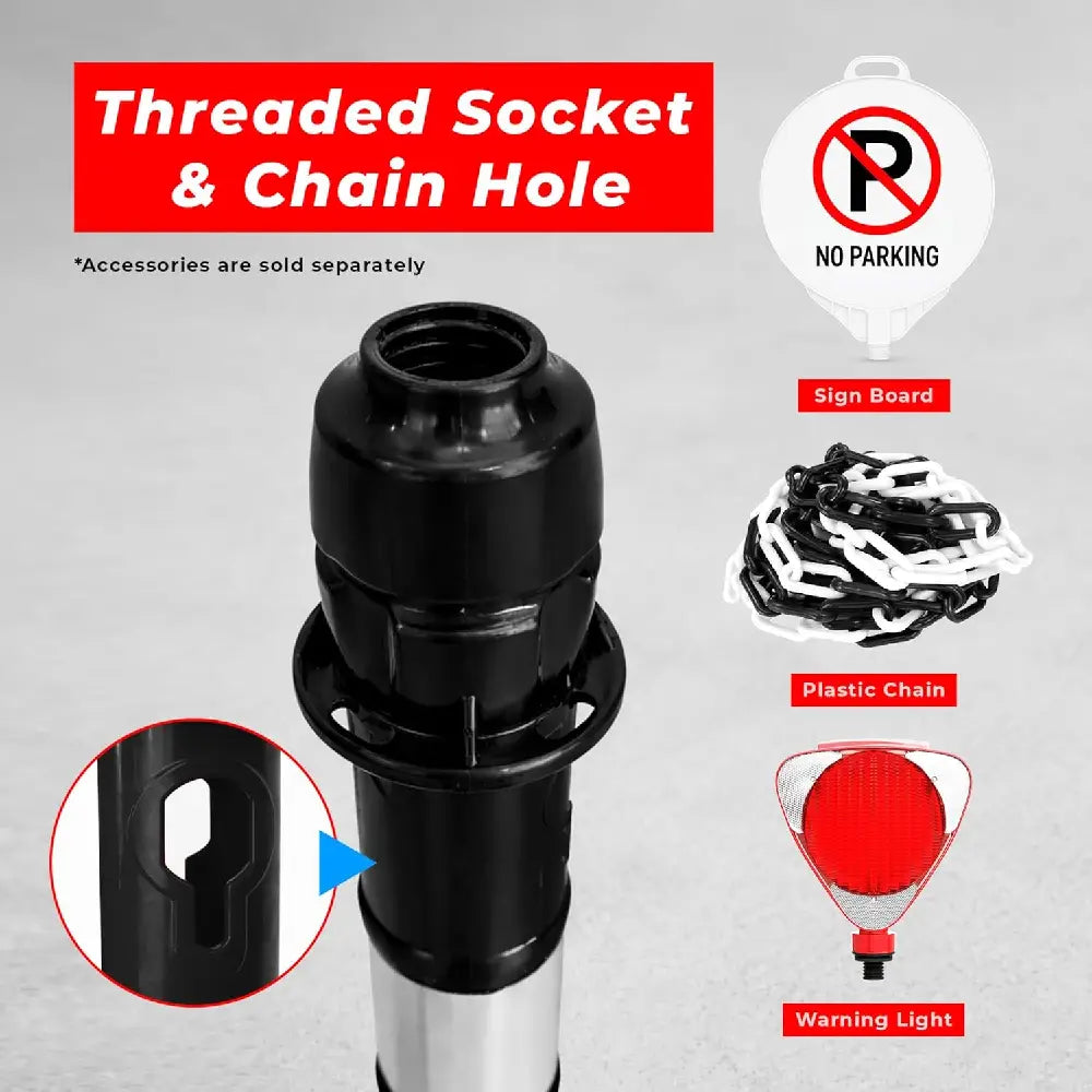 Reflective Delineator Post 100CM Black Set with Chain